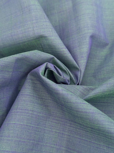 Handwoven Mangalgiri Cotton Fabric | 2 yards | Blue & Green | Dual Tone | Gold Zari | Handwoven | Ships from California